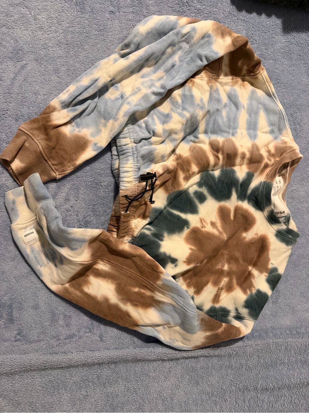 RSQ Tie-Dye Crewneck Sweater in Blue, Brown & Cream
